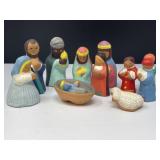 Terra Cotta Folk Art Nativity Set