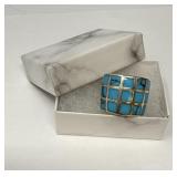 Vtg Zunni Style Sterling Flush Mount Turq. Ring
