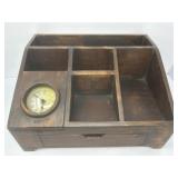 Borley Wood Desk Organizer with Clock