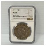 Better Date NGC AU55 1934-D Peace Dollar