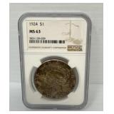 NGC 1924 MS63 Peace Dollar