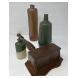 Mid Century Wall Planter, Pottery Bottles