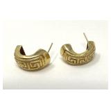 14K Gold Art Deco Style Half Hoops
