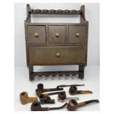 Yield House Pipe Shelf with Snuff Jars, Pipes