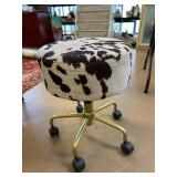 Faux Cowhide Adjustable Rolling Stool
