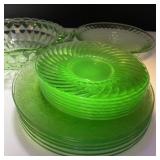 Uranium Glass Plates and Bowls