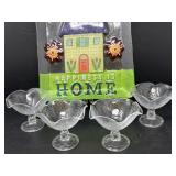 Home Plate and Four Polish Glass Compotes