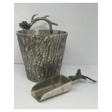 Mud Pie Pewter Wood Grain-Look Ice Bucket