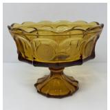 Amber Coin Glass Pedestal Dish