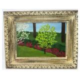1971 Signed Garden Oil Painting