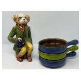 Dapper Dog with Vulcania Italian Terracota Bowls