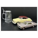 Die Cast Replica Cars and Glass Stein