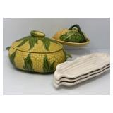 Covered Corn Serving and Butter Dishes