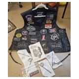 Biker Riding Leather Vest, Bible and Conchos