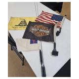 Pair CB Radio Antennas and HD Flags w/ Mounts