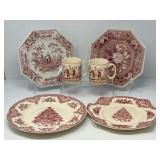 Red and White English Dishes and Spode