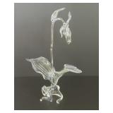 Hughes Glass Pink Lady Slipper Art Sculpture