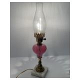 Vintage Cranberry Swirl Glass Lamp