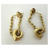14K Chain Hoop with Heart Earrings
