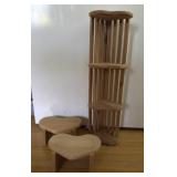 Wooden Heart Shaped Shelf  and Stools