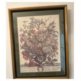 Framed Botanical Print, Labeled "July"