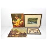 LOT OF FOUR WALL PAINTINGS