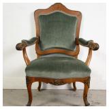 ANTIQUE LOUIS XV STYLE UPHOLSTERED ARMCHAIR