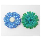 ENAMELED FLOWER BROOCHES