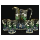 UNITED STATES GLASS CO. PITCHER AND GLASSES
