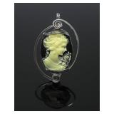 SILVER WRAPPED CAMEO PENDANT 5.52g