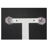 SILVER-PLATED WHITE CRYSTAL STUDS
