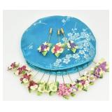 FLORAL BROOCHES AND STORAGE BAG