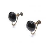 STERLING SILVER & BLACK GLASS EARRINGS 3g