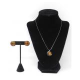 CZECH GLASS TIGERS EYE NECKLACE & EARRINGS