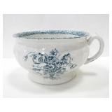 CERAMIC CHAMBER POT W/ BLUE FLORAL PATTERN