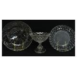 2 GLASS PLATES AND A FRUIT BOWL