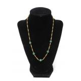 TWISTED LINK CHAIN NECKLACE W/ GREEN STONE