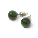 PAIR OF SILVERTONE & GREEN STONE EARRINGS