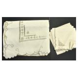 WHITE EMBROIDERED TABLE CLOTH AND NAPKINS