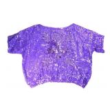 80'S SERENGETI SILK HANDWOVEN BEADED SEQUINED CROP