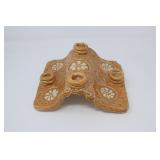 HANDMADE CERAMIC CANDLE HOLDER W/ TOP GLAZING
