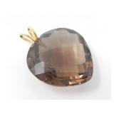 14KT GOLD BAIL SMOKY QUARTZ PENDANT 4.8g