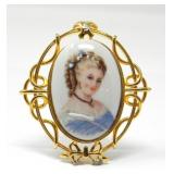LIMOGES PORCELAIN CAMEO BROOCH
