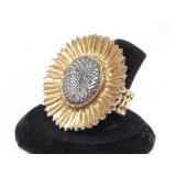 925 GILT SILVER SUNFLOWER RING 23.2g