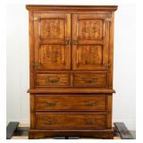 RUSTIC STENCILED HARVEST MAPLE VENEERED ARMOIR