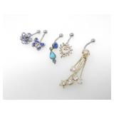 5 CRYSTAL BELLY RINGS