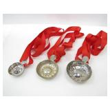 3 WINE TASTING CUPS ON RED RIBBONS