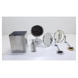 BATHROOM MIRRORS, SOAP DISPENSER, & TRASH CAN