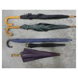 5 UMBRELLAS, VARIOUS LENGTHS AND COLOURS