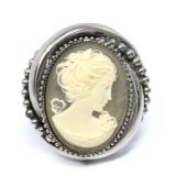 SILVERTONE CAMEO BROOCH BY DANNY POLLAK